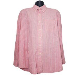 ☀ Izod Mens Pink Striped 100% Cotton Long Sleeve